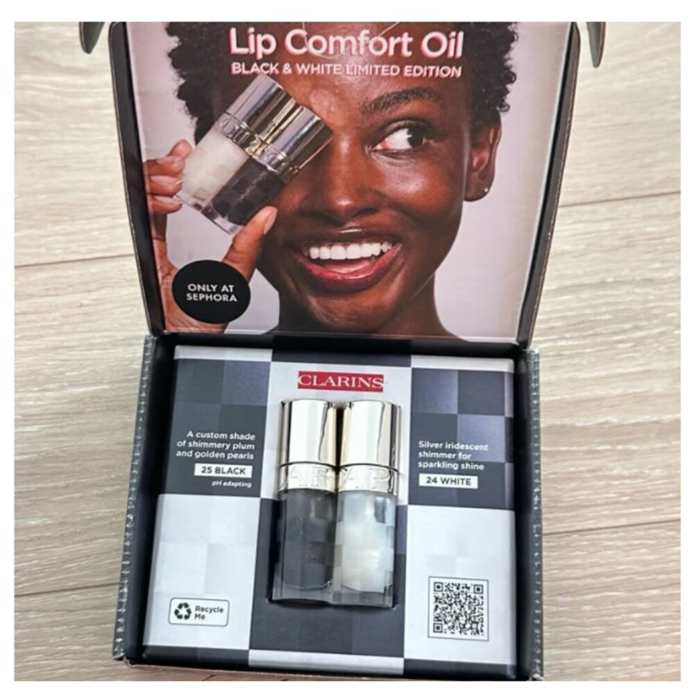 LIMITED EDITION Clarins Black + White Lip Comfort Oil with Shimmer